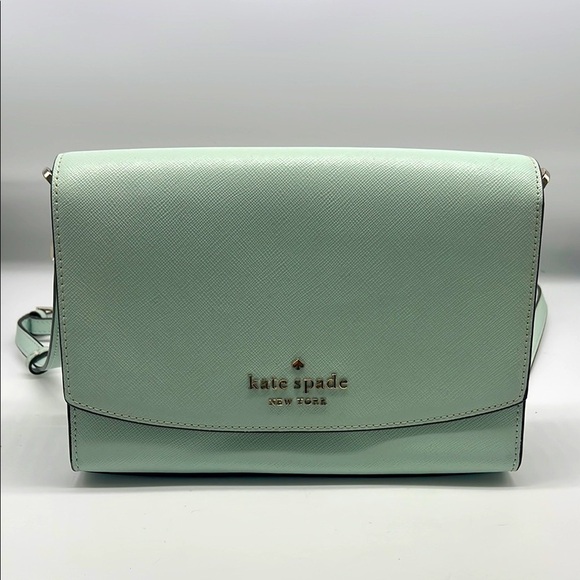 Kate Spade - Mint Green Front Flap Snap Convertible Leather Crossbody Handbag - Picture 2 of 12